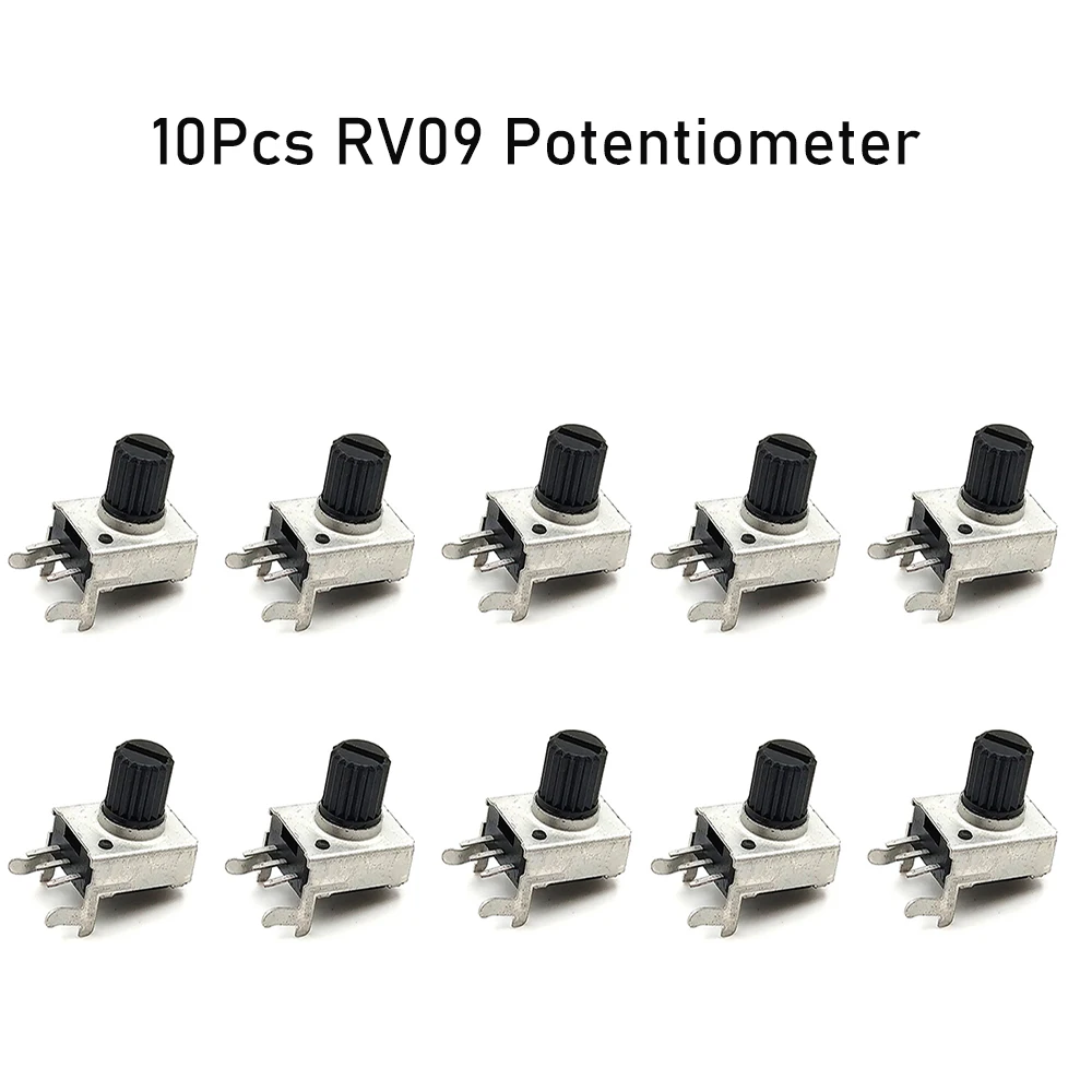 10Pcs RV09 Горизонтальные потенциометры с короткой ручкой 1K / 2K / 5K / 10K / 50K / 100K / 1M 0932 Регулируемые однооборотные поворотные резисторные переключатели Изображение 0