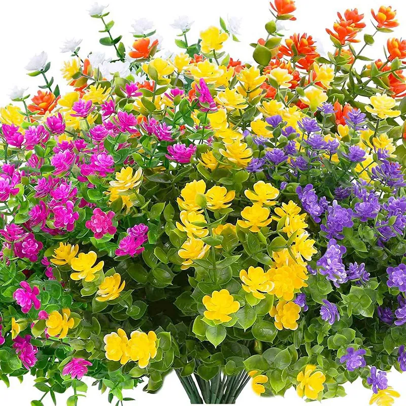20 связок искусственных цветов, растений, зеленых кустарников для внутреннего отдыха, домашнего сада, патио, подвесного кашпо Изображение 0