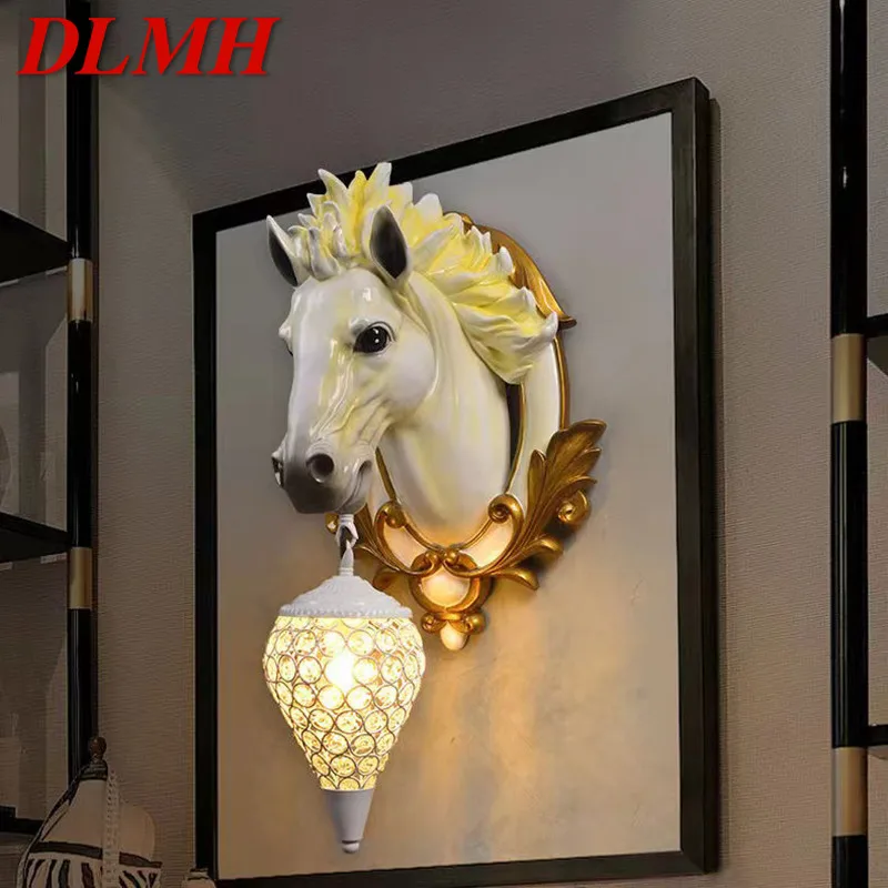DLMH Современный настенный светильник с лошадиной головой Персонализированный и креативный Гостиная Спальня Прихожая Украшение прохода Освещение Свет Изображение 0