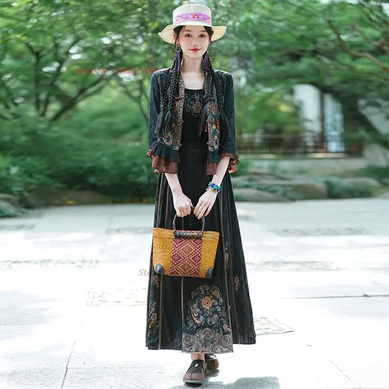 2024 китайская этническая блузка ханьфу национальная цветочная вышивка традиционная блузка с V-образным вырезом улучшенные топы ханьфу восточный костюм тан Изображение 1