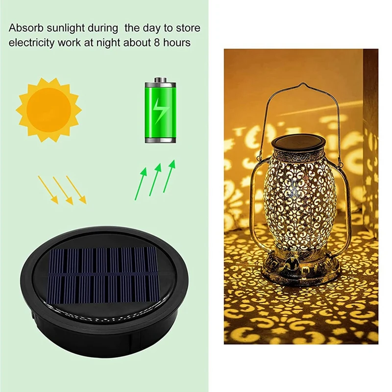 6 Pack Big Solar Light Replacement Top For Outdoor Hanging Lanterns, более мощный и более энергоэффективный Изображение 1
