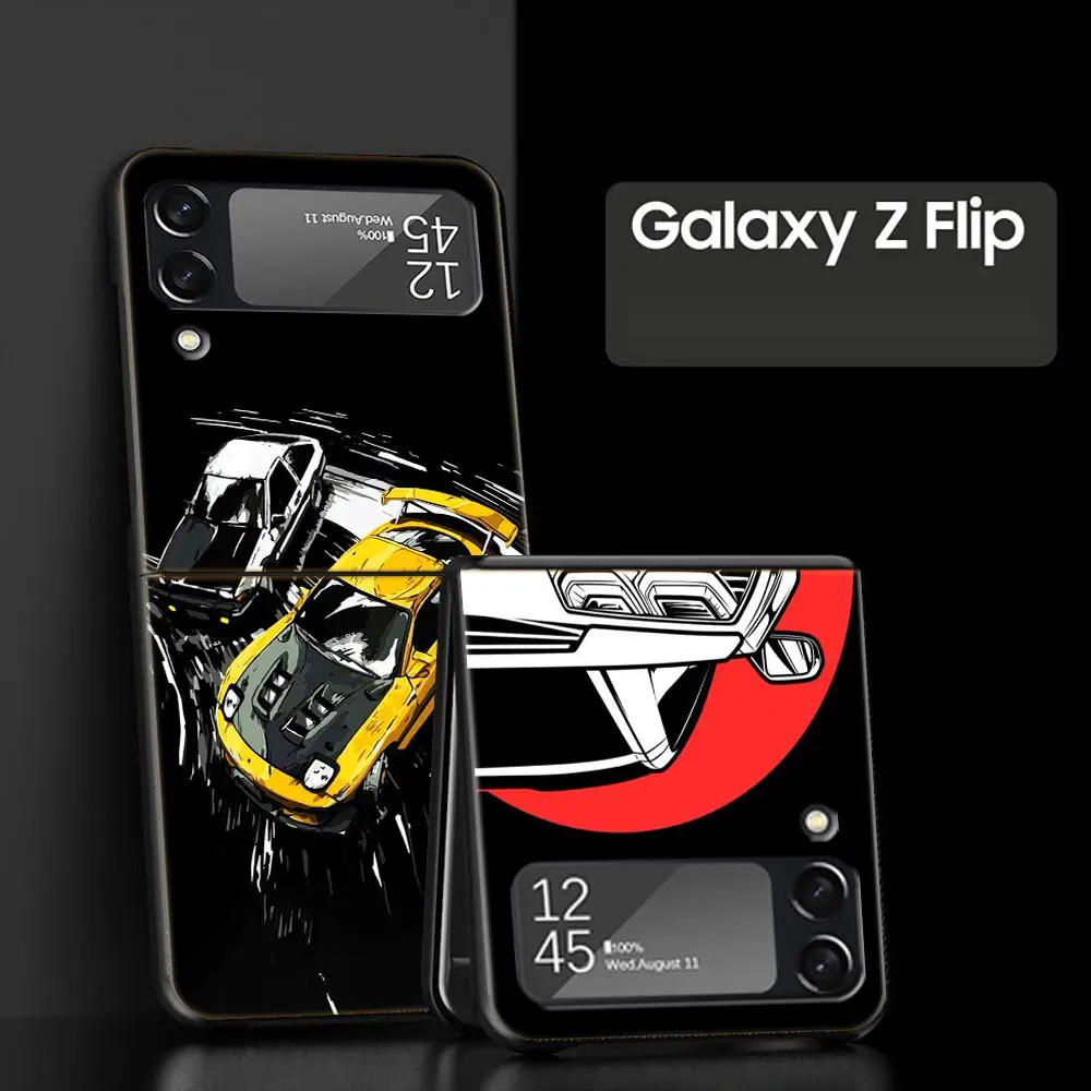 Z Flip 4 Чехол для телефона Samsung Galaxy Z Flip 3 5G ZFlip3 Flip3 zflip Flip4 Жесткая крышка для ПК JDM Tokyo Drift Спортивная автомобильная лампа Изображение 1