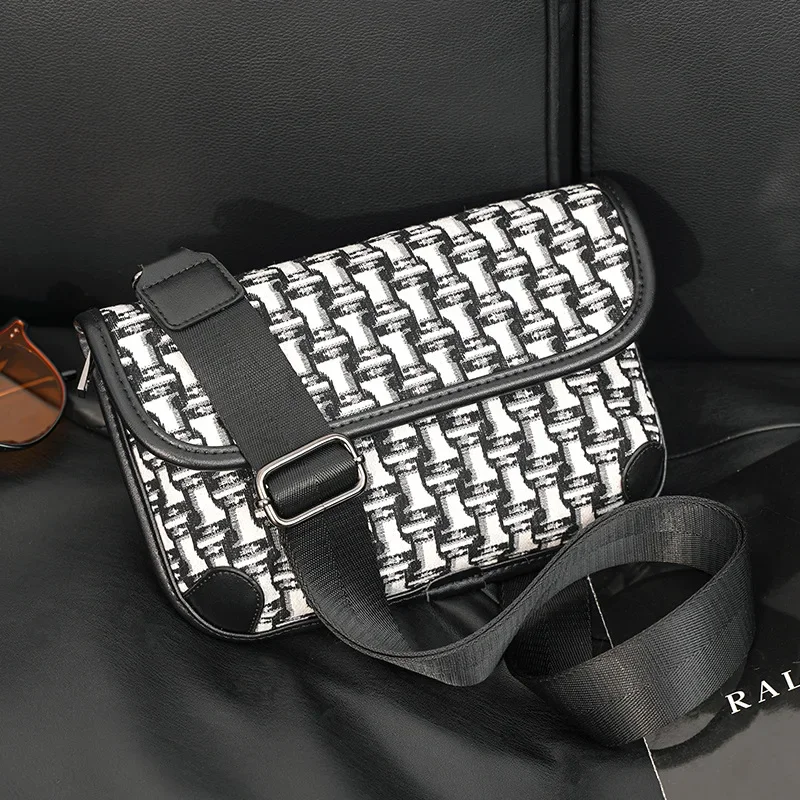 Модная жаккардовая холщовая сумка-мессенджер Мужские сумки через плечо с клапаном Брендовая дизайнерская сумка через плечо для мужчин Сумки мужские кроссбози сумки Изображение 1