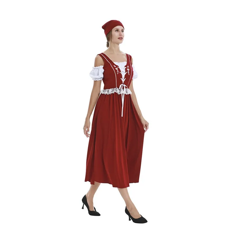 Традиционное баварское платье дирндль + шарф сексуальное пиво девушка одежда пивной фестиваль косплей бар девушка официант платье Изображение 1