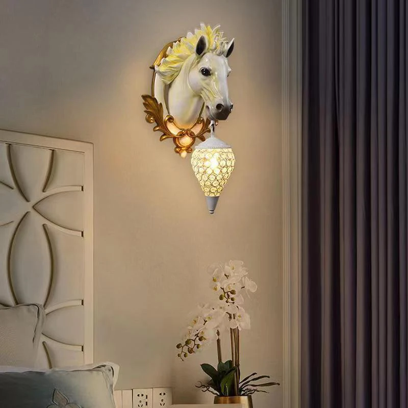 DLMH Современный настенный светильник с лошадиной головой Персонализированный и креативный Гостиная Спальня Прихожая Украшение прохода Освещение Свет Изображение 2