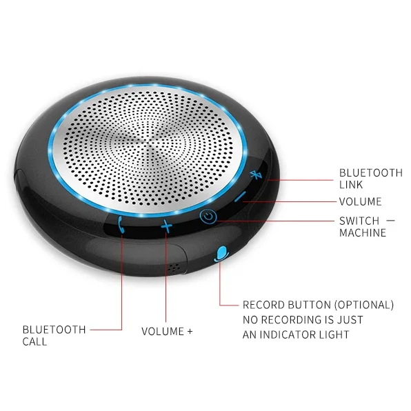 2022 Новый высококачественный интеллектуальный спикерфон Беспроводной микрофон для конференций Динамик Портативный USB-динамик для конференц-зала Изображение 3