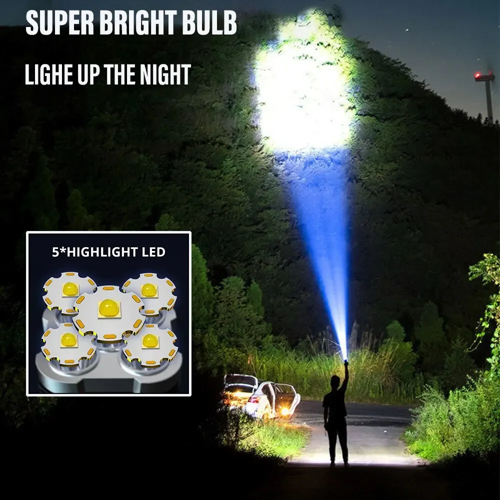 5LED Светодиодные фонари высокой мощности Перезаряжаемый прожектор для кемпинга с боковым освещением 3 режима освещения Изображение 3