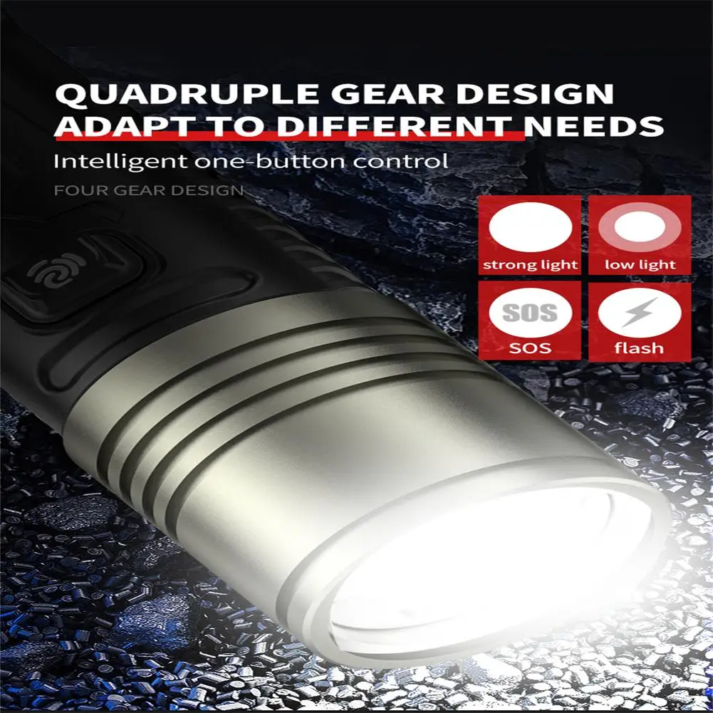 Xhp360 Светодиодный фонарик Сверхъяркий Type-c USB Зарядка Сильный свет Дальнобойный фонарик с индикаторами мощности Изображение 3