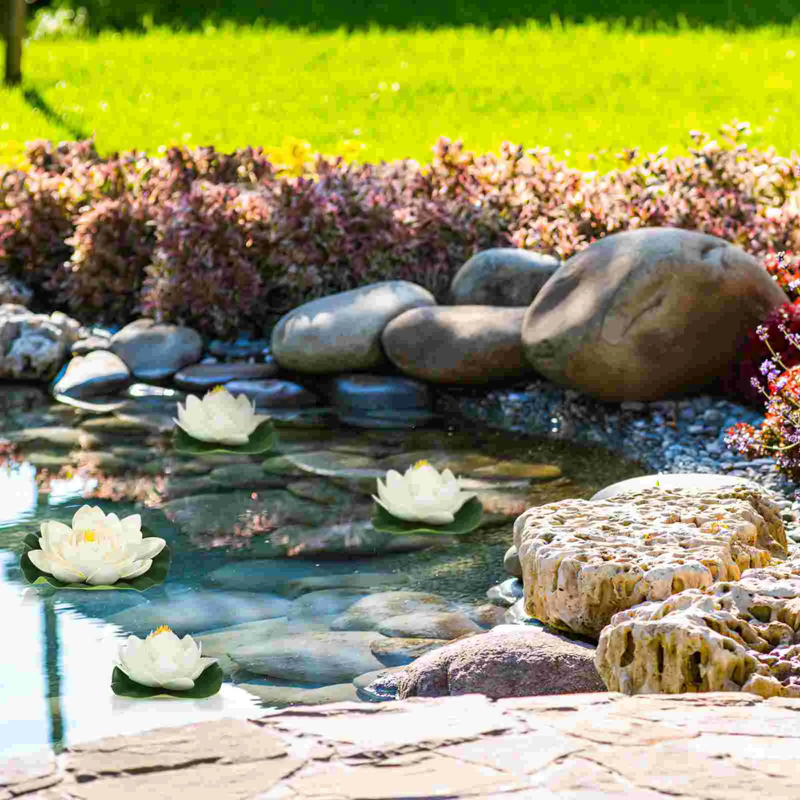 Искусственные растения Комнатный плавающий лотос Ложная водяная лилия Цветочный декор пруда Лилии Изображение 3