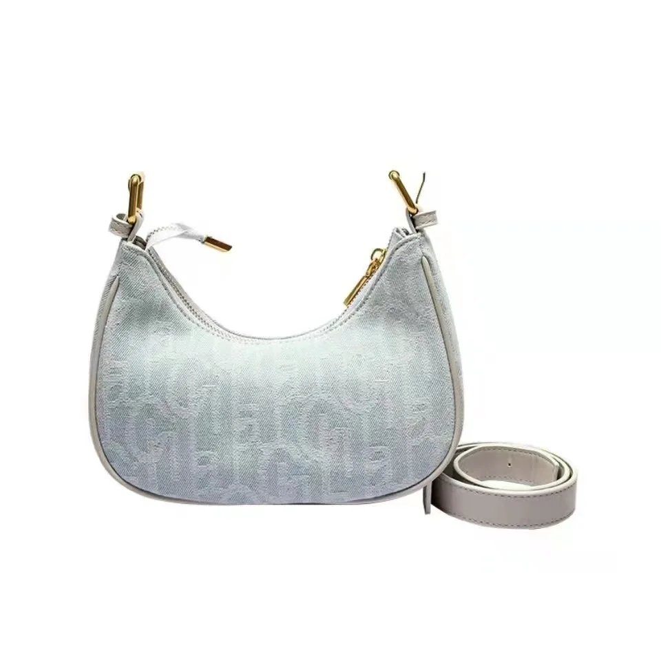 Летняя сумка женская 2023 новая сумка через плечо ниша джинсовая сумка под мышками полумесяц ручная накладная сумка через плечо Изображение 3