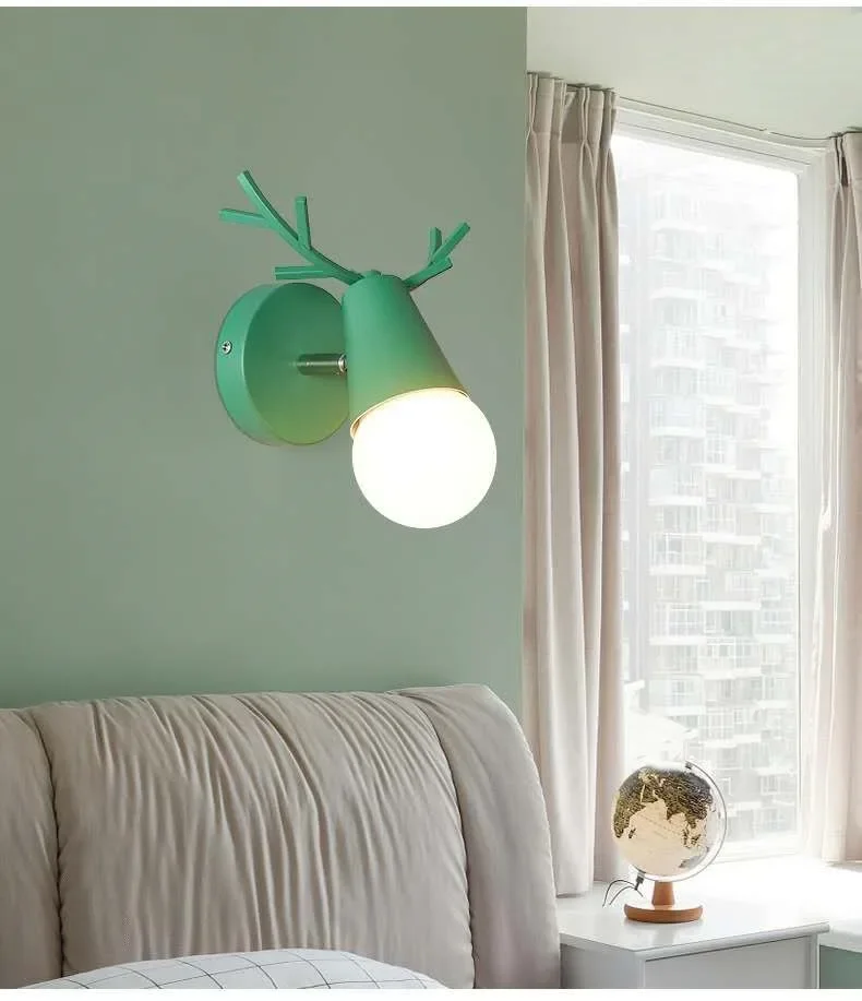 Скандинавский настенный светильник креативный и персонализированный настенный светильник из рога оленя, гостиная, спальня, прикроватная столовая, настенный светильник из макарон, Изображение 3