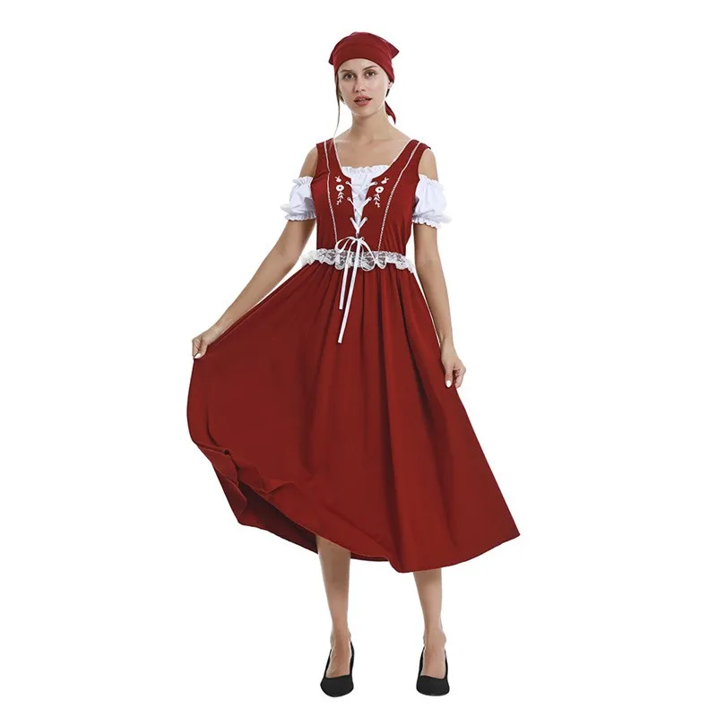 Традиционное баварское платье дирндль + шарф сексуальное пиво девушка одежда пивной фестиваль косплей бар девушка официант платье Изображение 3