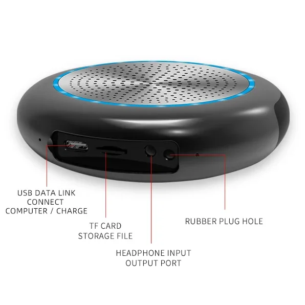 2022 Новый высококачественный интеллектуальный спикерфон Беспроводной микрофон для конференций Динамик Портативный USB-динамик для конференц-зала Изображение 4