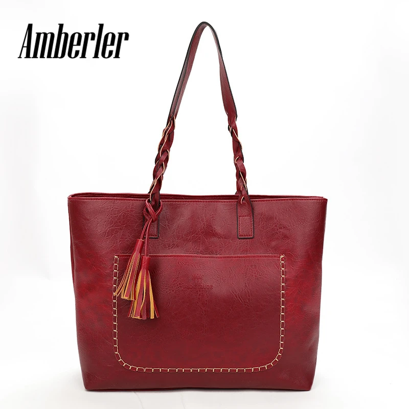 Amberler PU кожа женские сумки через плечо большой емкости известный бренд женская сумка через плечо для женщин сумки-мессенджер 2018 Изображение 4