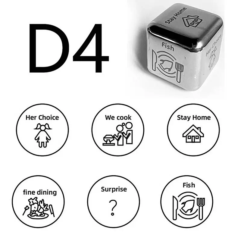  Dice Decider Для пары Портативные кубики для свиданий с пищевыми узорами Креативные подарки Игральные кости с четкими узорами для классовых игр Семья Изображение 4
