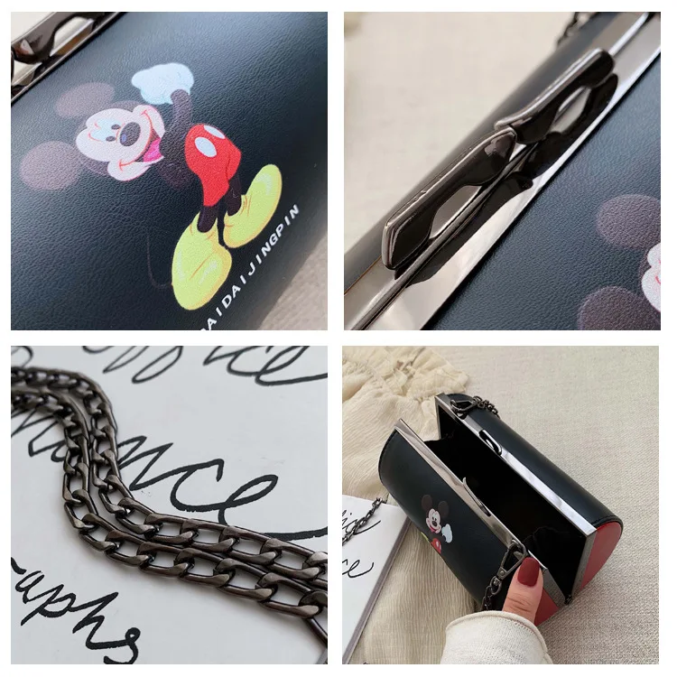 Disney Микки Маус осенняя сумка-мессенджер через плечо женская модная цепочка маленькая круглая сумка с монетой леди Минни Сумка для мобильного телефона Изображение 4
