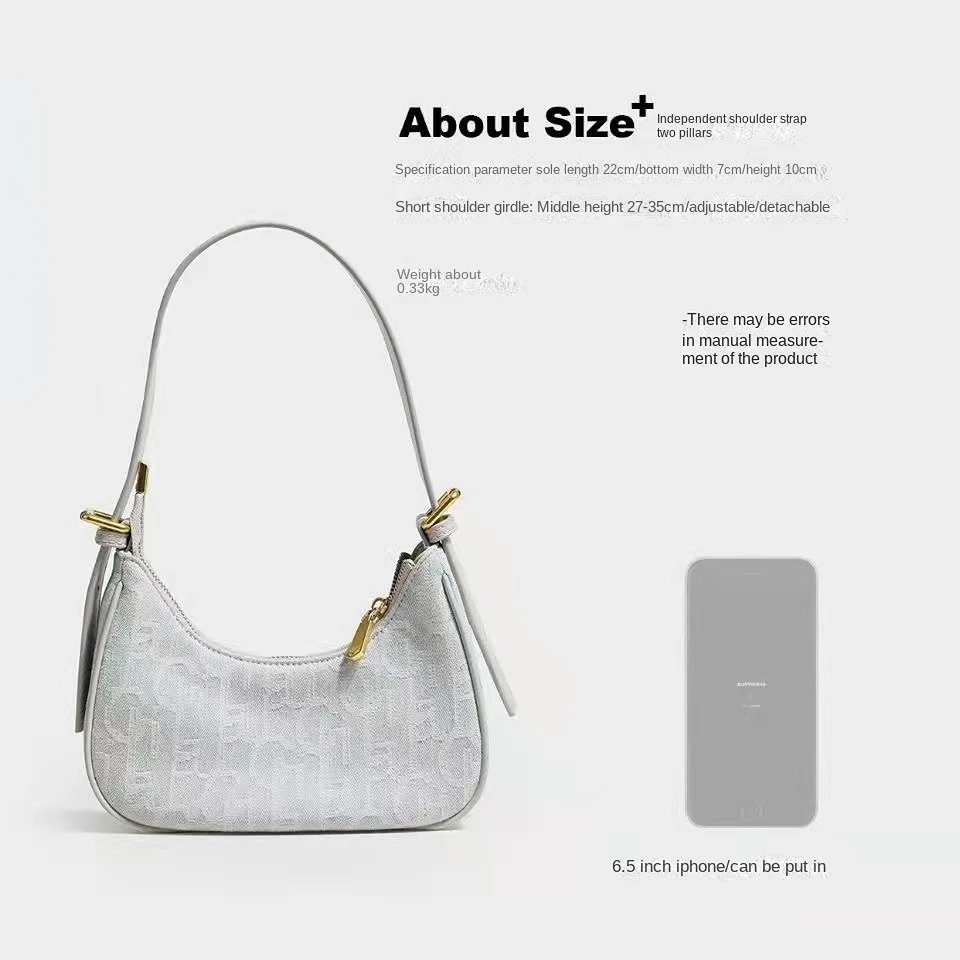 Летняя сумка женская 2023 новая сумка через плечо ниша джинсовая сумка под мышками полумесяц ручная накладная сумка через плечо Изображение 4