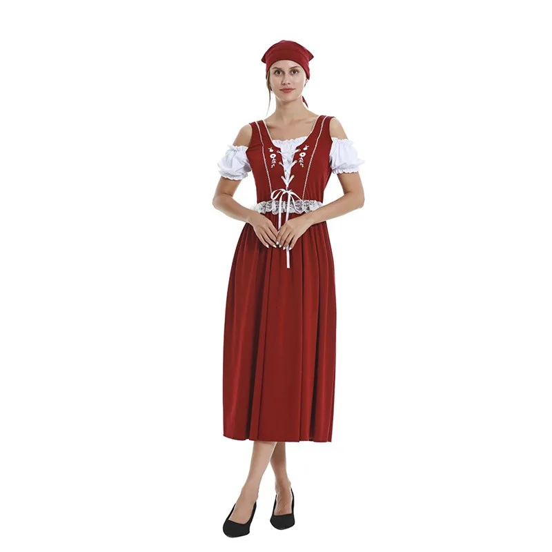 Традиционное баварское платье дирндль + шарф сексуальное пиво девушка одежда пивной фестиваль косплей бар девушка официант платье Изображение 4
