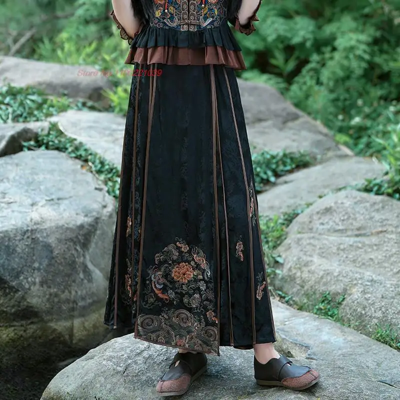 2024 китайская этническая блузка ханьфу национальная цветочная вышивка традиционная блузка с V-образным вырезом улучшенные топы ханьфу восточный костюм тан Изображение 5