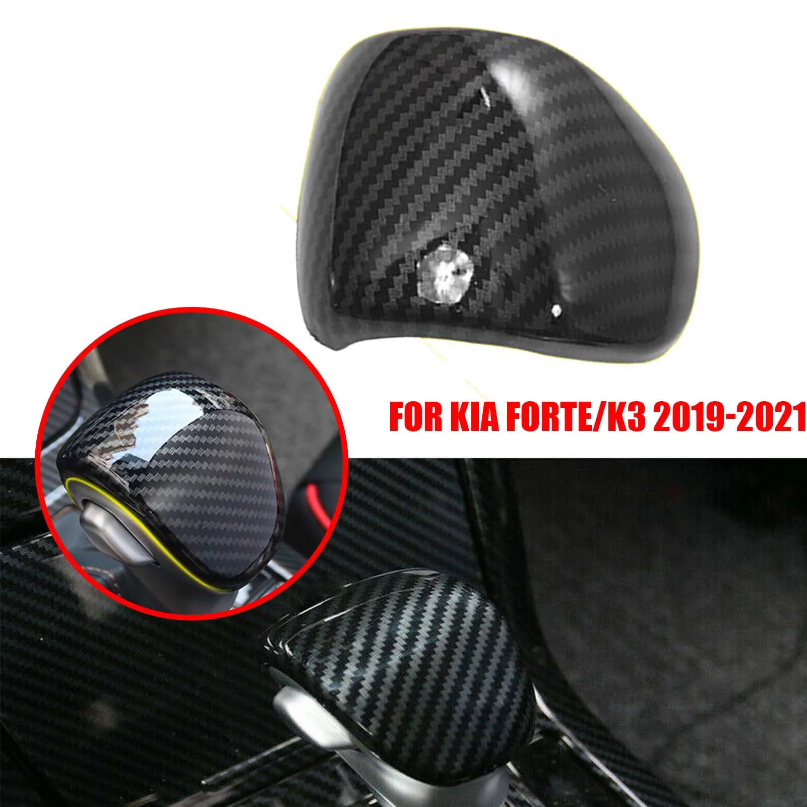 ABS Накладка крышки внутренней ручки переключения передач из углеродного волокна для Kia Forte / K3 2019-2021 Изображение 5